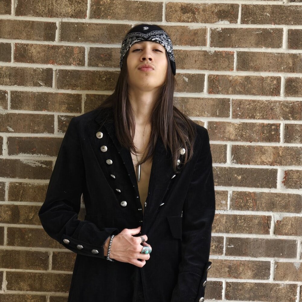 Unisex- Velveteen Black Military Style Coat